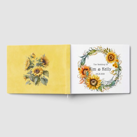 Schöner Fall Sonnenblumen Luftblumenhochzeit Gästebuch (Voll)