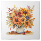 Schöner Fall Sonnenblumen und Berries Bouquet Fliese (Vorderseite)