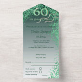 Schöner Falling Green Glitzer 60. Geburtstag All In One Einladung (Innen Boden)