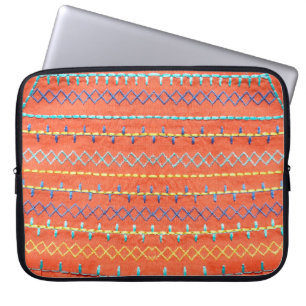 Schöner, farbenfroher, bestickt, Hippie-Stilkuchen Laptopschutzhülle