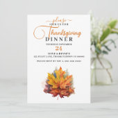 Schöner, farbenfroher Fall Ahornleaf Erntedank Einladung (Stehend Vorderseite)