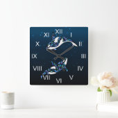 Schöner, farbenfroher Orca Whales Beach Quadratische Wanduhr (Zuhause)