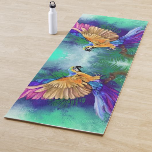 Schöner farbenfroher Papagei - Mignes Wasserfarben Yogamatte (Beispiel)