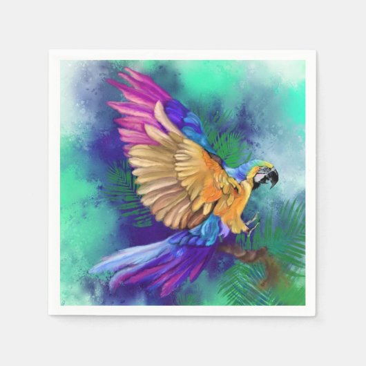 Schöner farbenfroher Papagei Napkins Serviette (Vorderseite)