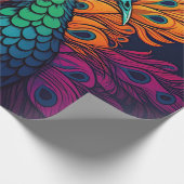 Schöner, farbenfroher Pfau, Art Deco Stil Geschenkpapier (Ecke)