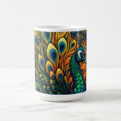 Schöner, farbenfroher Pfau, Art Deco Stil Kaffeetasse (Mittel)
