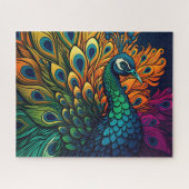 Schöner, farbenfroher Pfau, Art Deco Stil Puzzle (Horizontal)