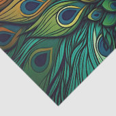 Schöner, farbenfroher Pfau, Art Deco Stil Seidenpapier (Detail)