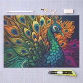 Schöner, farbenfroher Pfau, Art Deco Stil Seidenpapier (Handwerk)