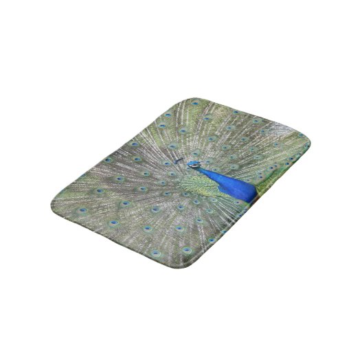 Schöner farbenfroher Pfauengeweih Badematte (Schrägansicht)