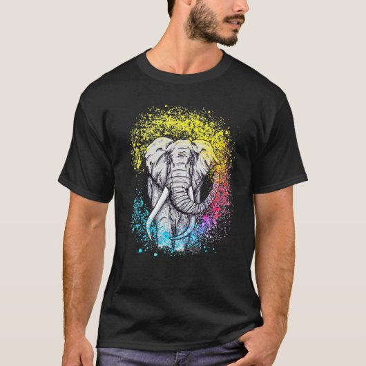 Schöner, farbiger Elefant für Männer Tier T-Shirt (Vorderseite)