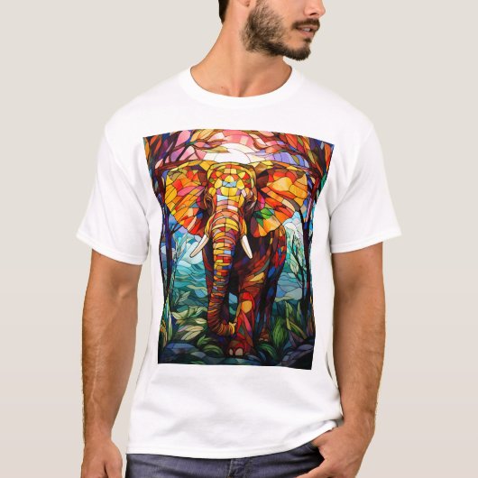 Schöner, farbiger Elefant T-Shirt (Vorderseite)
