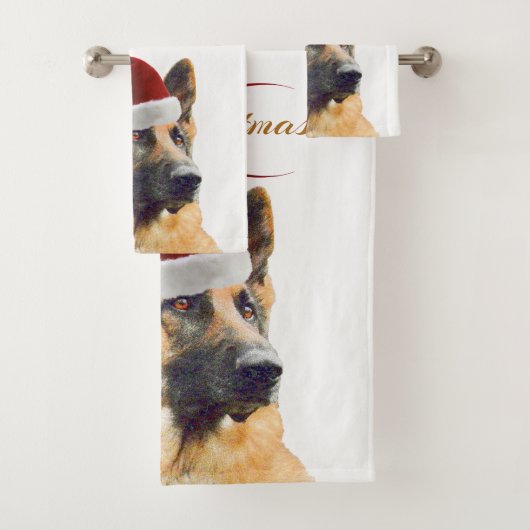 Schöner Feiertags-Schäferhund Badhandtuch Set (Insitu)