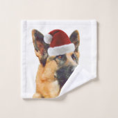 Schöner Feiertags-Schäferhund Badhandtuch Set (Waschlappen)