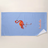 Schöner Flamingo auf hellblau personalisiert Strandtuch (Vorderseite)