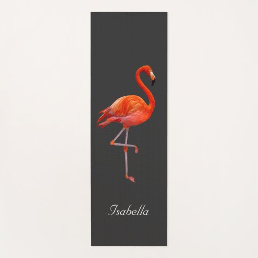 Schöner Flamingo auf schwarz personalisiert Yogamatte (Vorderseite)