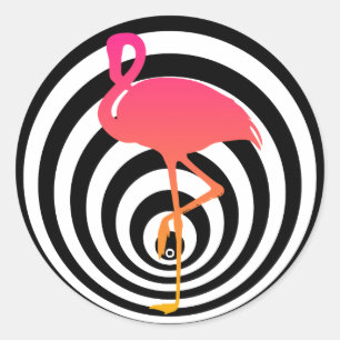 Schöner Flamingo in den Kreisen Runder Aufkleber
