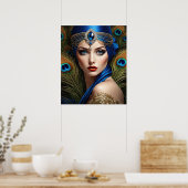 Schöner Flapper mit Peacock Turban Poster (Küche)