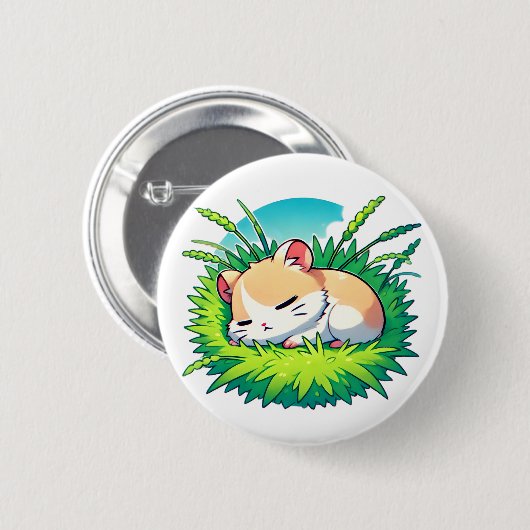 Schöner, flauschiger Hamster, der friedlich schläf Button (Vorne & Hinten)