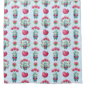 Schöner floral Mason Jar Hearts Muster Duschvorhang (Vorderseite)