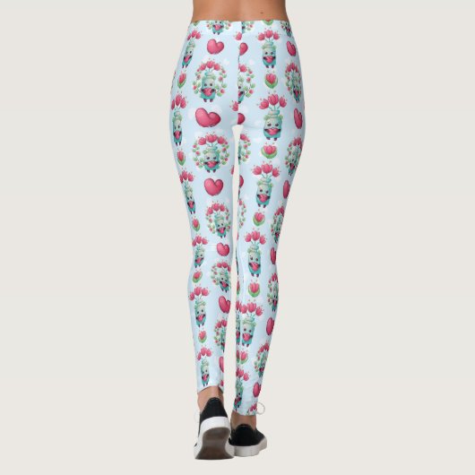 Schöner floral Mason Jar Hearts Muster Leggings (Rückseite)