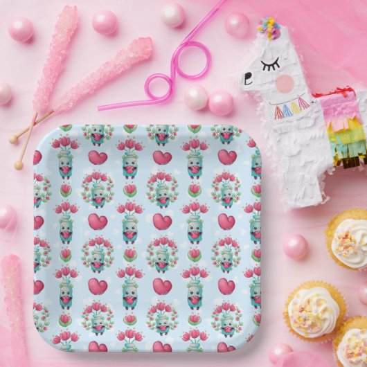 Schöner floral Mason Jar Hearts Muster Pappteller (Party)