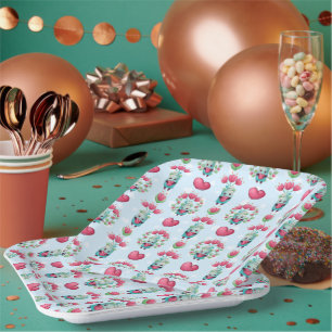 Schöner floral Mason Jar Hearts Muster Pappteller