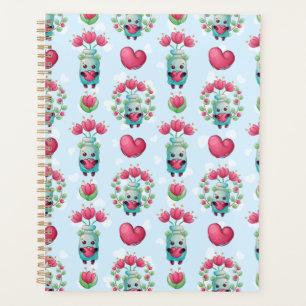 Schöner floral Mason Jar Hearts Muster Planer