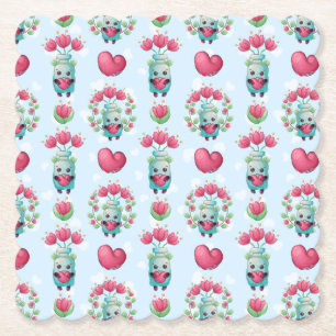 Schöner floral Mason Jar Hearts Muster Untersetzer