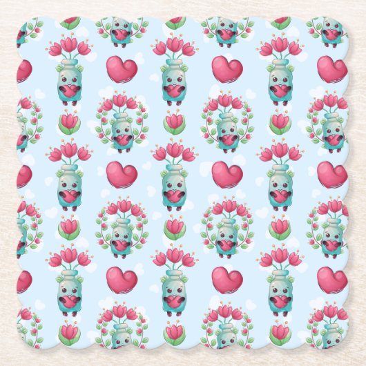 Schöner floral Mason Jar Hearts Muster Untersetzer (Vorderseite)