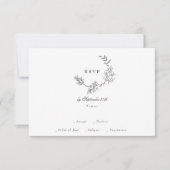 Schöner, floraler Doppelmonogramm-Sketch RSVP Karte (Vorderseite)