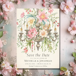 Schöner, floraler Kronleuchter Save The Date