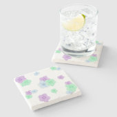 Schöner, floraler Phlox-Muster Farbstift - Weiß Steinuntersetzer (Seitenansicht)