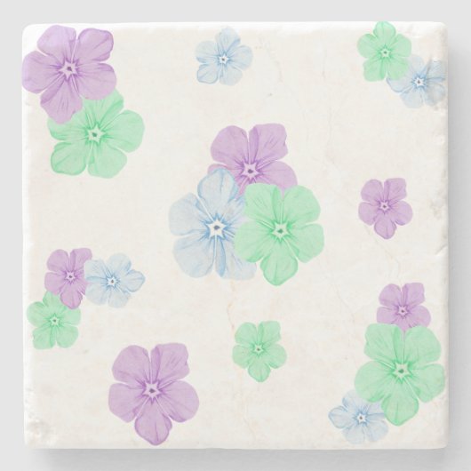 Schöner, floraler Phlox-Muster Farbstift - Weiß Steinuntersetzer (Vorderseite)