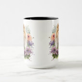 SCHÖNER FLÜFFE WASSERFARBENER SPITZ HUND TASSE (Zentrum)