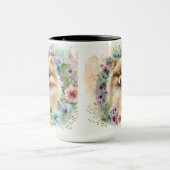 SCHÖNER FLÜFFE WASSERFARBENER SPITZ HUND TASSE (Zentrum)