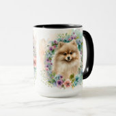 SCHÖNER FLÜFFE WASSERFARBENER SPITZ HUND TASSE (VorderseiteRechts)