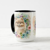 SCHÖNER FLÜFFE WASSERFARBENER SPITZ HUND TASSE (Vorderseite Links)