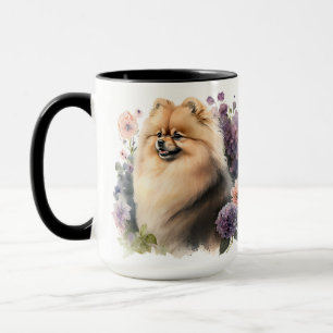 SCHÖNER FLÜFFE WASSERFARBENER SPITZ HUND TASSE