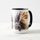 SCHÖNER FLÜFFE WASSERFARBENER SPITZ HUND TASSE (VorderseiteRechts)