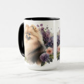 SCHÖNER FLÜFFE WASSERFARBENER SPITZ HUND TASSE (Vorderseite Links)