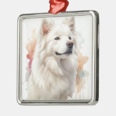 SCHÖNER FLÜFFE WEISS SAMOYED HUND ORNAMENT AUS METALL (Links)