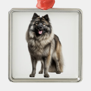 SCHÖNER FLUFFY KEESHOND PUPPY HUND ORNAMENT AUS METALL
