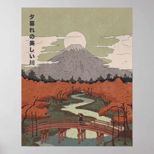 Schöner Fluss bei Dämmerung Poster (Vorne)
