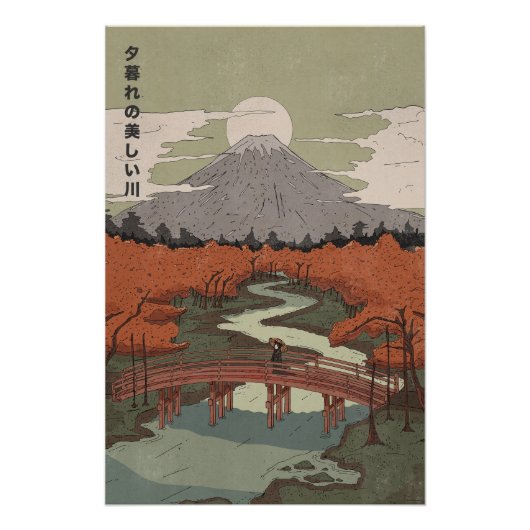 Schöner Fluss bei Dämmerung Poster (Vorderseite)