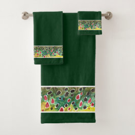 Schöner Forellenangler Badhandtuch Set