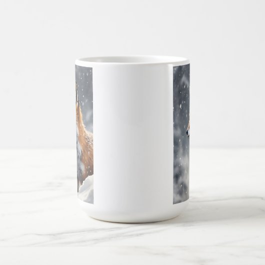Schöner Fox im Schnee Kaffeetasse (Mittel)