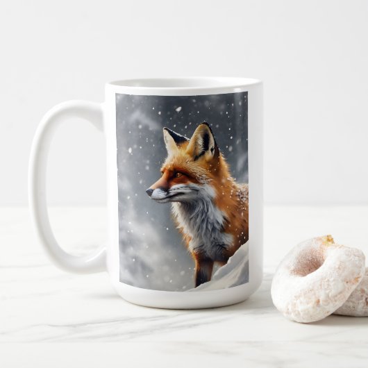 Schöner Fox im Schnee Kaffeetasse (Mit Donut)