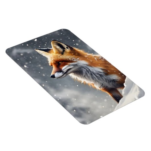 Schöner Fox im Schnee Magnet (Rechte Seite)