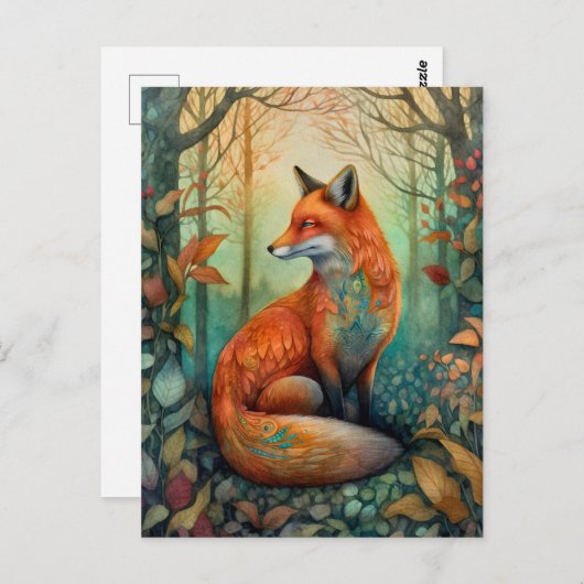 Schöner Fox im Wald Postkarte (Vorne/Hinten)